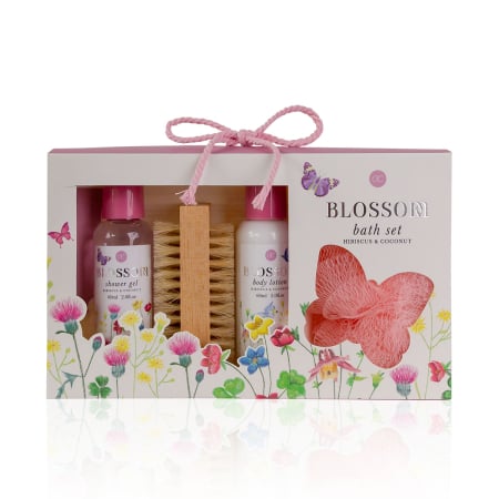 Cosmetice pentru dus si baie - Set de baie BLOSSOM - 3 produse + perie de unghii