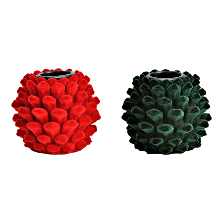 Casă & Decorațiuni - Suport pentru lumânare „Winter Pinecone”, finisaj catifelat, 6 cm, 2 modele asortate