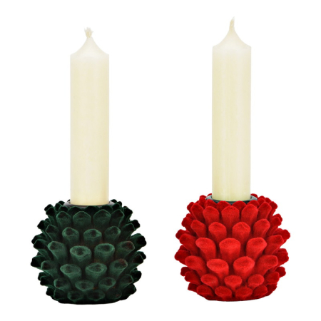 Casă & Decorațiuni - Suport pentru lumânare „Winter Pinecone”, finisaj catifelat, 6 cm, 2 modele asortate