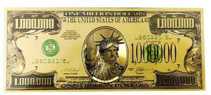 Bancnotă aurie de 1 000 000 USD (1 milion de dolari) [2]