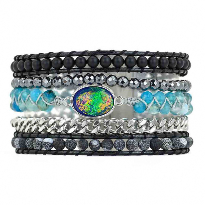 Brățară Cristal Aromas - Opal verde, argintiu [1]