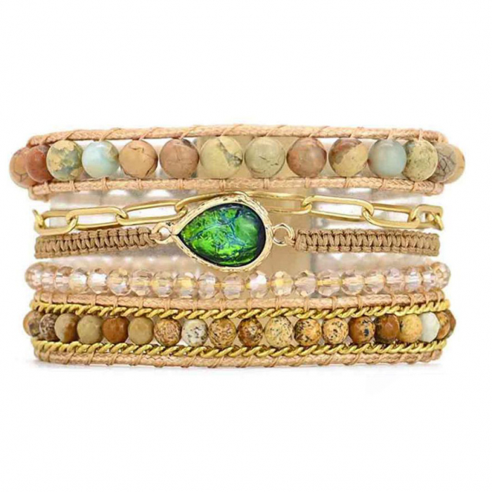 Brățară Cristal Aromas - Opal verde, auriu [1]
