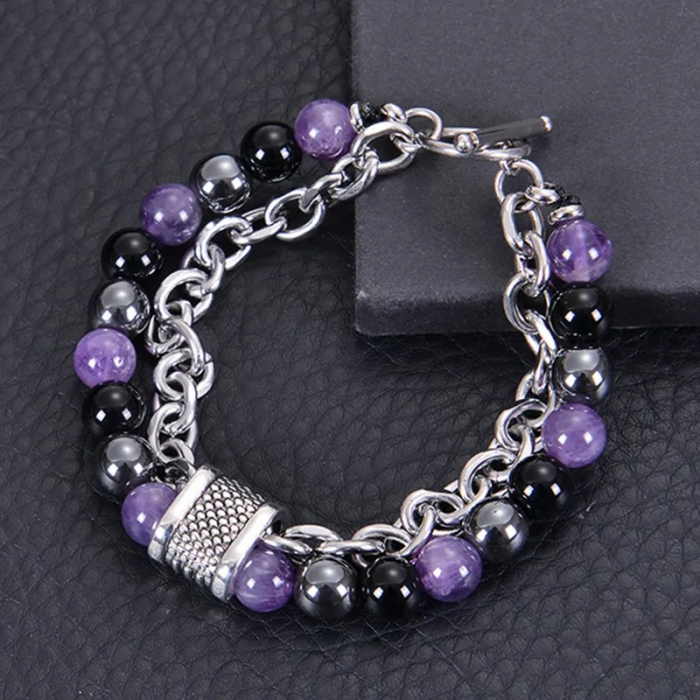Brățară unisex - Ametist, Hematit, Obsidian - purple [1]