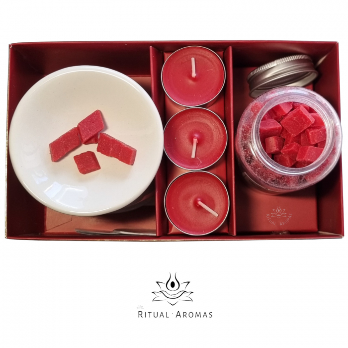 Set ceară parfumată, lumânări, suport, roșu - Winterberry [1]