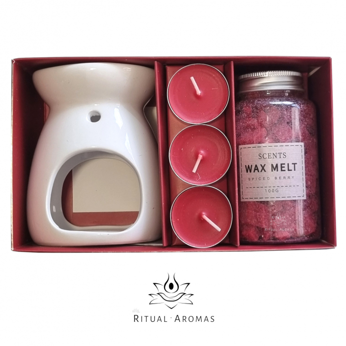 Set ceară parfumată, lumânări, suport, roșu - Winterberry [2]