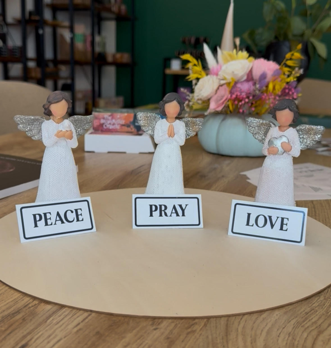 Set statuete îngeri copii - Pace, Rugăciune, Iubire (Peace, Pray, Love) [3]