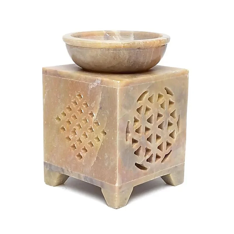 Suport ardere 2 în 1 - rășini/uleiuri, Flower of life, bej [2]