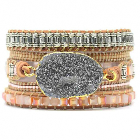Cristaloterapie - Brățară Cristal Aromas - Druzy - Cuarț argintiu