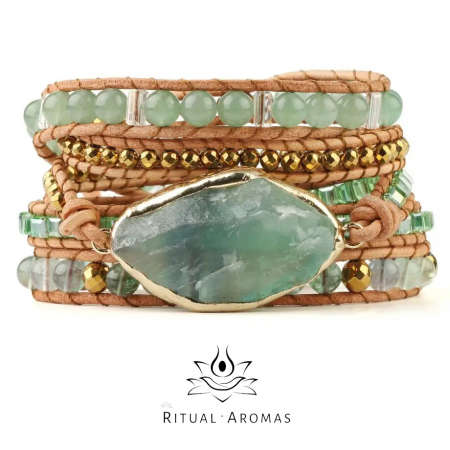 Bijuterii cristale - Brățara Cristal Aromas - Fluorit & Aventurin - Prosperitate