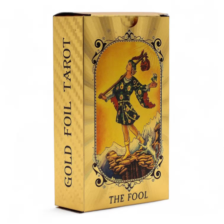 Carduri / Cărți - Carduri Tarot cu folie albastră și aurie cu ghid