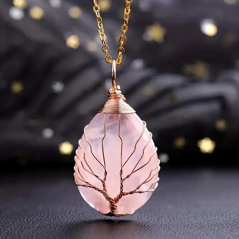 Colier cu pandantiv cristal Cuarț roz [1]