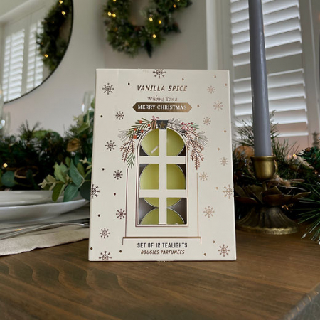 Crăciun 2025 - Set 12 lumânări tip pastilă Crăciun - Vanilie