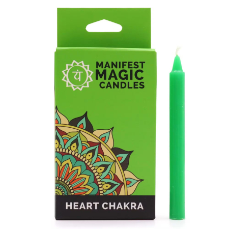 Lumânări manifestare / ritualuri - Set lumânări magice verzi - Chakra inimii - Vindecare (12 buc)