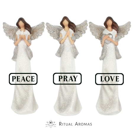 Crăciun 2025 - Set statuete îngeri - Pace, Rugăciune, Iubire (Peace, Pray, Love)
