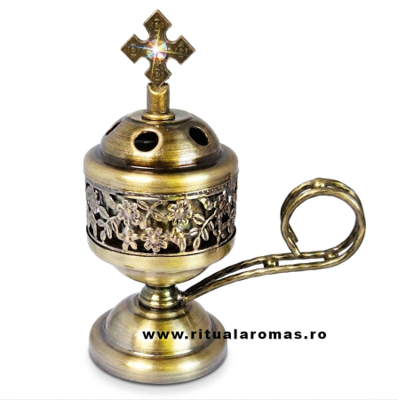 Accesorii pentru ardere tămâie/rășini/bakhoor - Suport metalic cu finisaj de bronz pentru tămâie pe cărbune