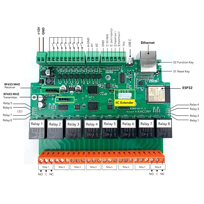 PLC Controller KC868-A8 cu ESP32 ,iesire cu relee si wifi [2]