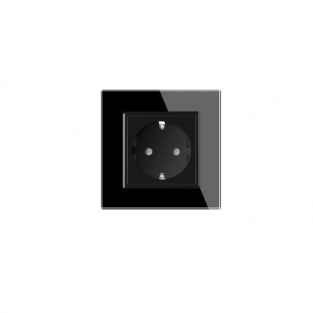Priza simpla cu rama sticla neagra [0]