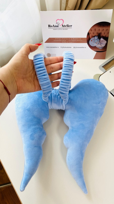 Aripi de Inger din catifea bleu cu sistem prindere [3]