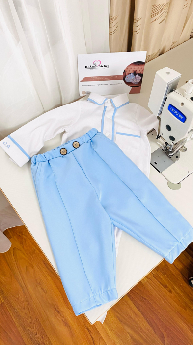 Compleu baieti elegant cu vesta bleu [3]