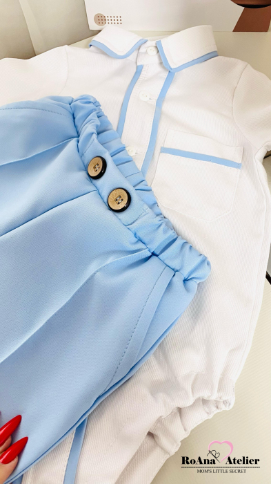 Compleu baieti elegant cu vesta bleu [4]