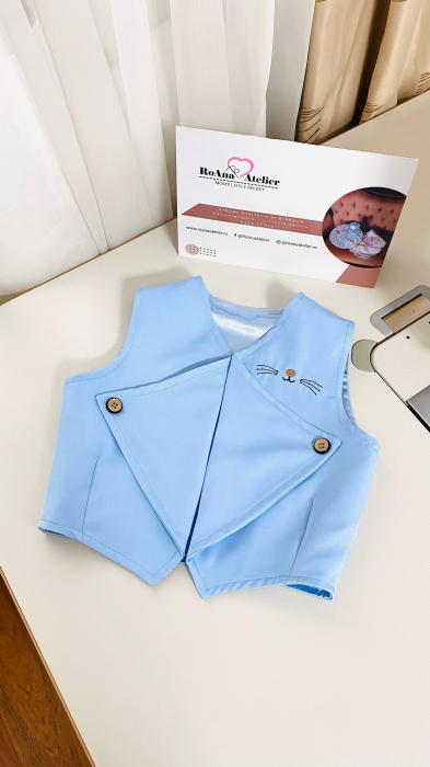Compleu baieti elegant cu vesta bleu [5]