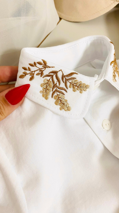 Costumas Botez Bej cu sacou brodat frunze de maslin [6]