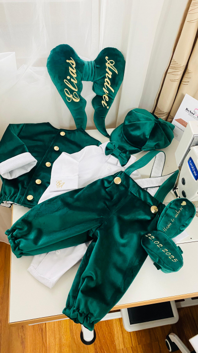 Costumas Botez Elias verde cu aripi [2]