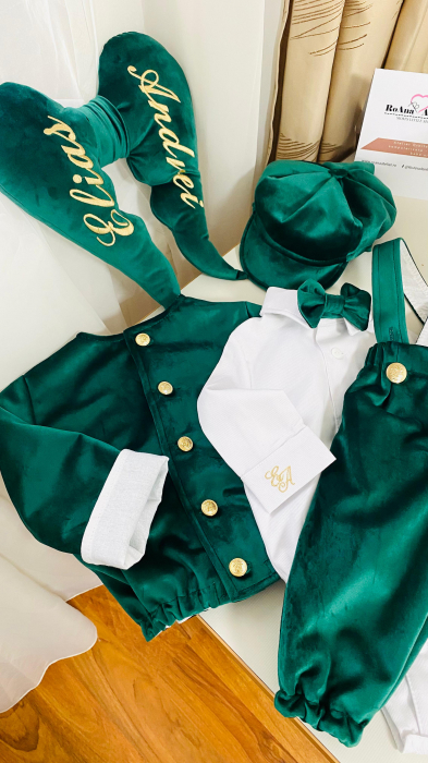 Costumas Botez Elias verde cu aripi [3]