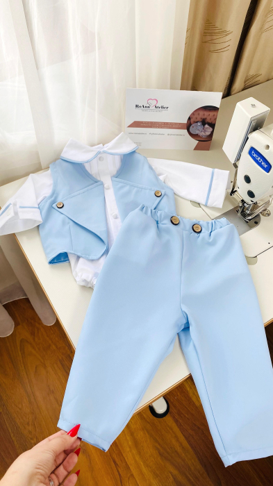 Costumas Botez Victor cu vesta bleu [3]