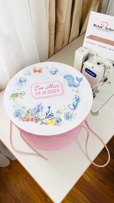 Cutie Trusou Catifea Roz Tematica Marina [2]