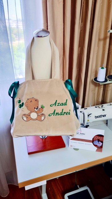 Geanta Trusou Bej Ursulet personalizata [1]