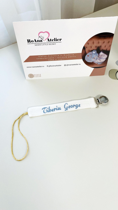Lantisor din muselina pentru suzeta personalizat cu nume [3]