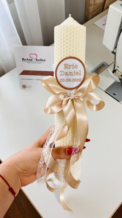 Lumanare Botez Alba Bej simpla [1]