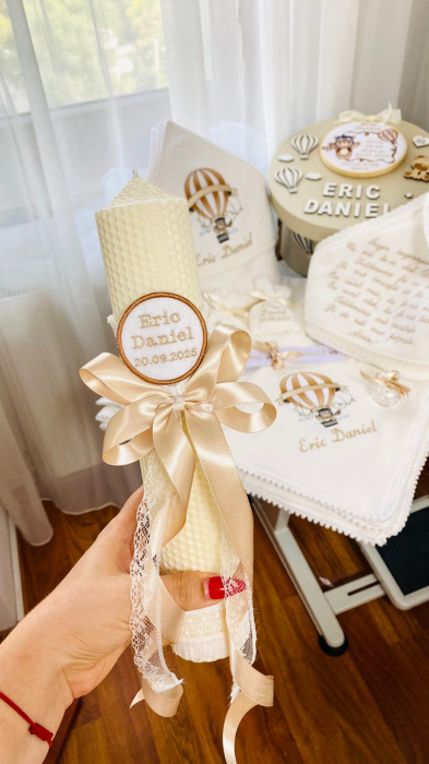 Lumanare Botez Alba Bej simpla [2]