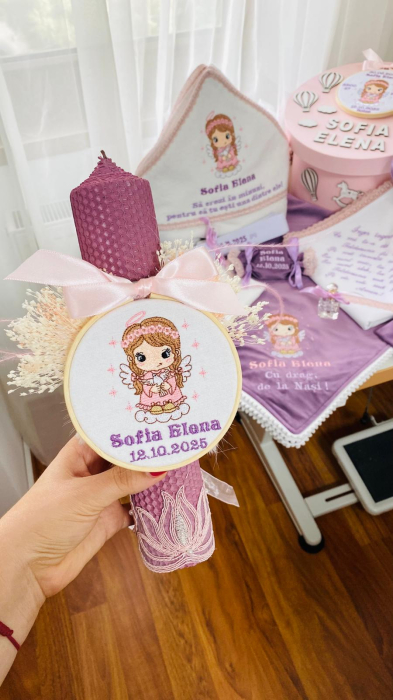 Lumanare Botez Fetita gherghef ingeras porumbel [2]