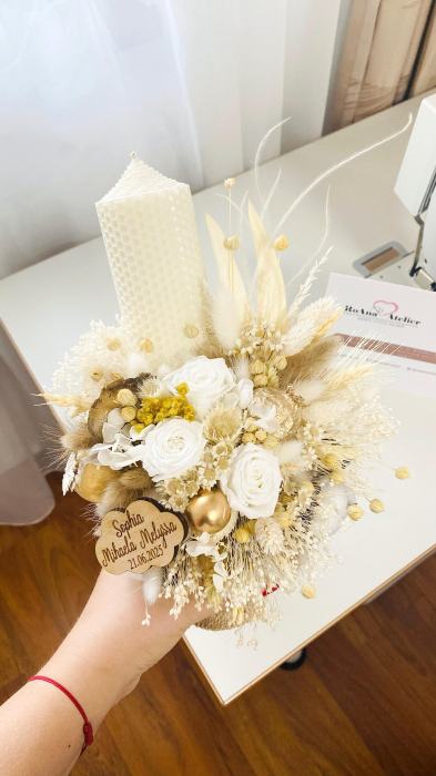 Lumanare Botez Milky White Gold [3]