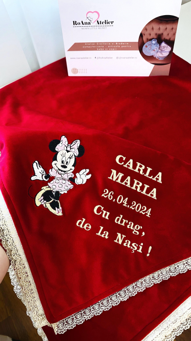 Paturica rosie Minnie personalizata [2]