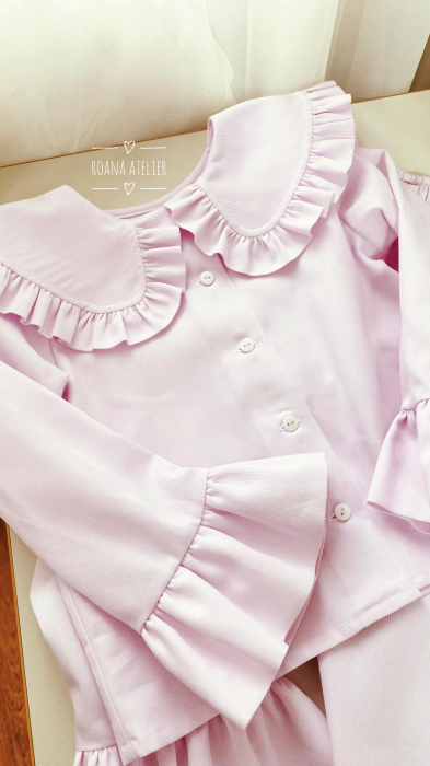 Pijama fetite roz cu volanase [3]