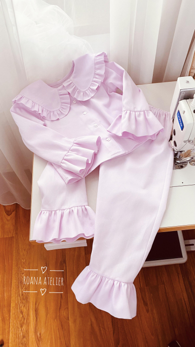 Pijama fetite roz cu volanase [2]