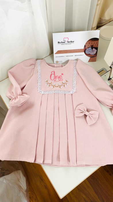 Rochita One roz cu flori bumbac [3]