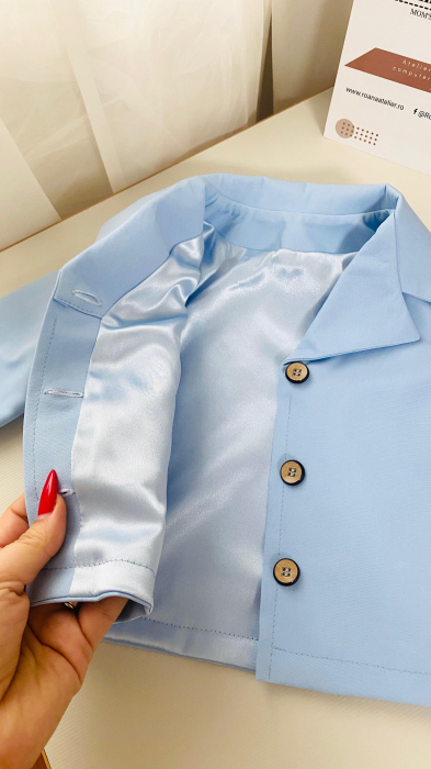 Sacou costum stofita bleu personalizat [3]
