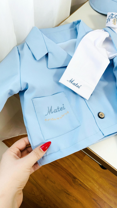 Sacou costum stofita bleu personalizat [4]