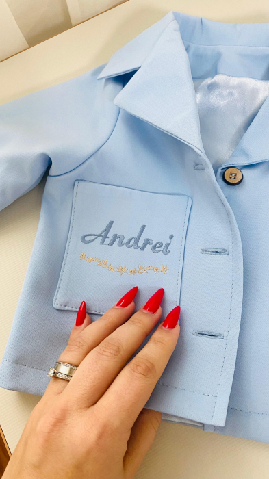 Sacou costum stofita bleu personalizat [2]