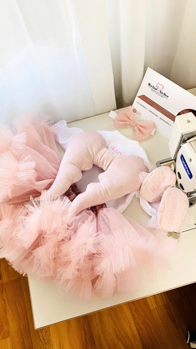 Set Botez Fetita cu Aripi Ingeras Roz Prafuit [1]