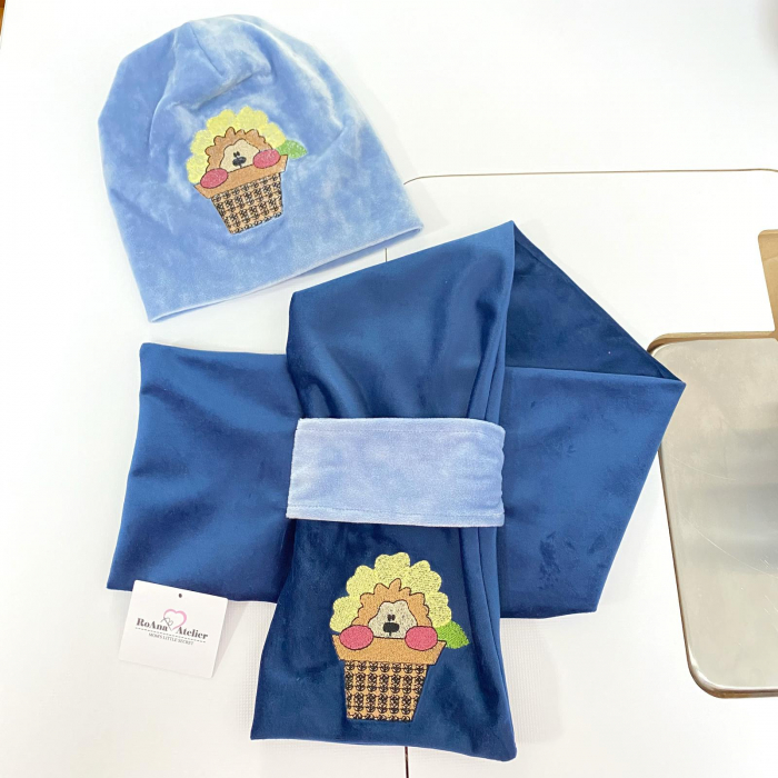 Set fular si fes albastru Leu [3]