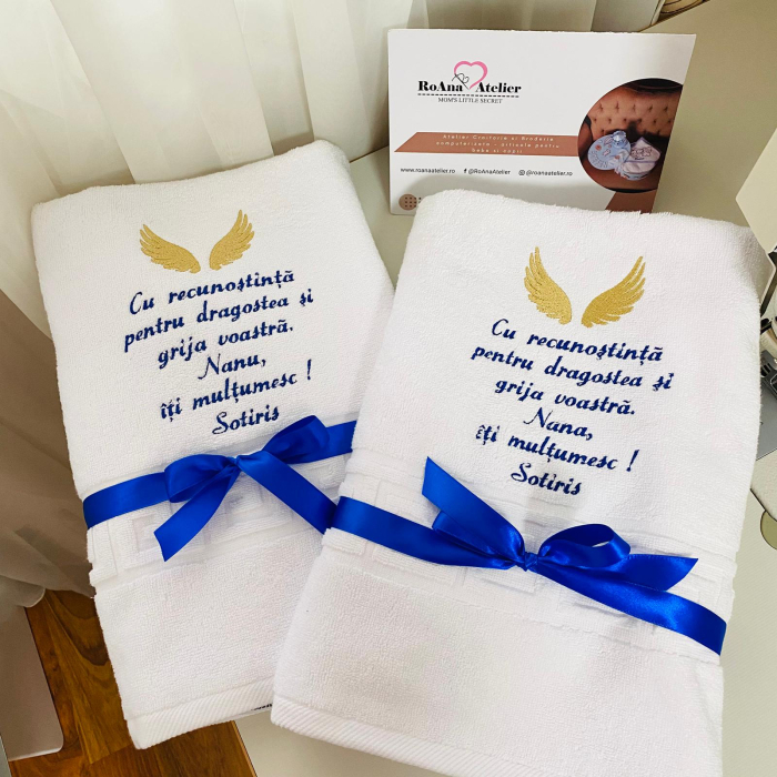 Set Prosoape Mari Brodate Aripi personalizate [2]