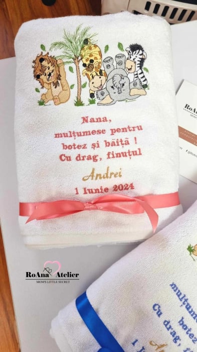 Set prosoape Nanuti brodate cu tematica Safari [2]
