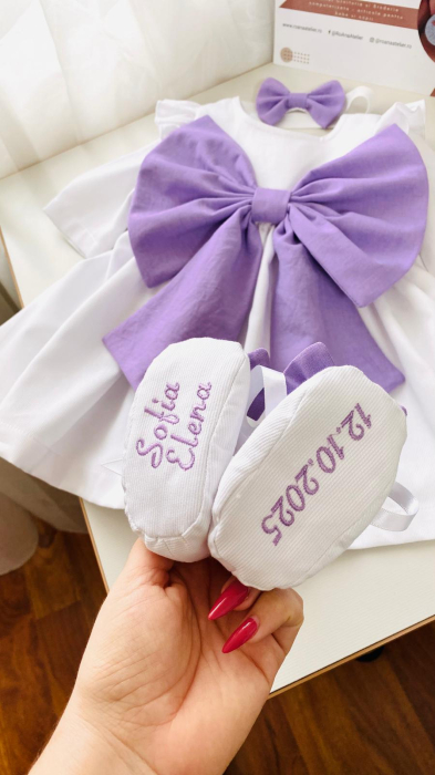 Set Rochita alba Linda cu fundita mov [6]