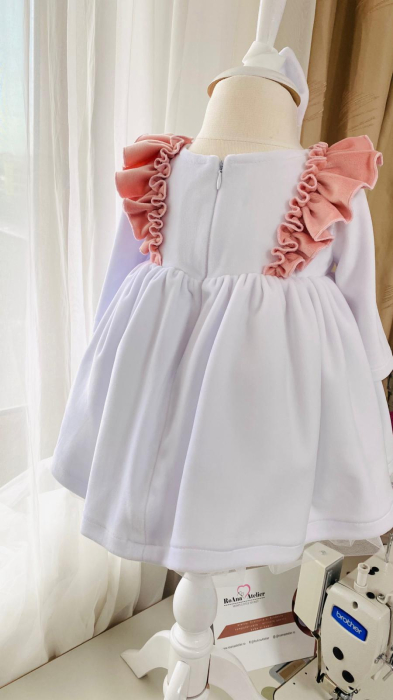 Set Rochita Botez Sonia catifea alba [3]