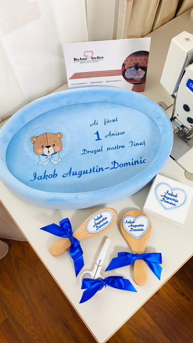 Set Tavita Mot Bleu Baietel Personalizata Ursulet [5]